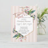 フローラストライプのフレーム21st誕生日パーティー 招待状 (スタンド正面)
