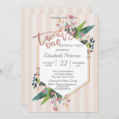 フローラストライプのフレーム21st誕生日パーティー 招待状 (正面/裏面)