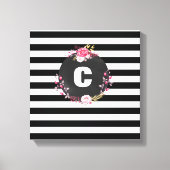 フローラストライプのモノグラムプレミアムキャンバスプリント キャンバスプリント (正面)