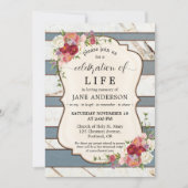 フローラストライプの記念撮影お祝い 招待状 (正面)