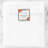 フローラストライプの金ゴールドフレームSoy Candleラベル スクエアシール (バッグ)