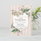 フローラストライプの21歳のパーティの招待状 招待状 (スタンド正面)