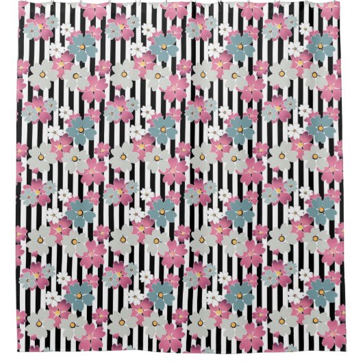 フローラストライプの シャワーカーテン (正面)