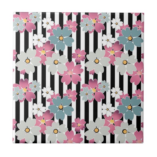 フローラストライプの タイル (正面)