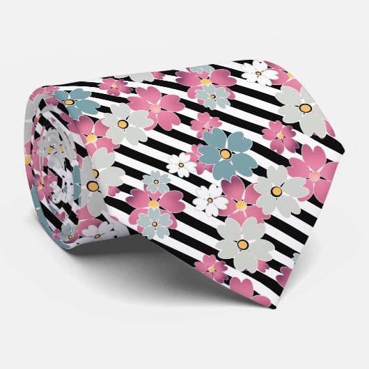フローラストライプの ネクタイ (ロール)