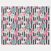 フローラストライプの フリースブランケット (正面(横))