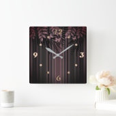 フローラストライプの、レトロ スクエア壁時計 (ホーム)