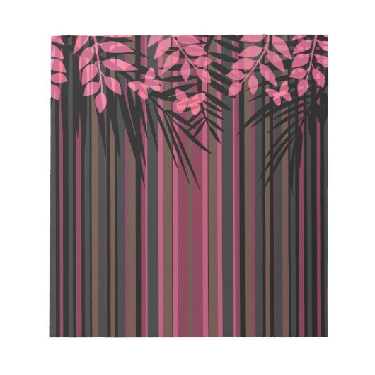 フローラストライプの、レトロ ノートパッド (正面)