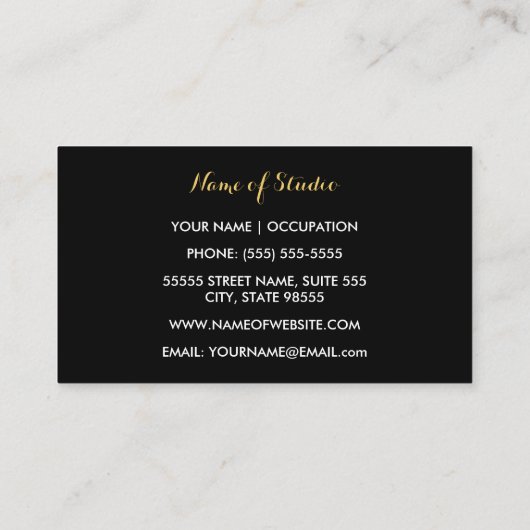 フローラストライプアーティストとフェイク金ゴールド絵を描ブラシ 名刺 (裏面)