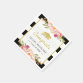 フローラストライプズグラムおめでとう大学院卒業パーティー スタンダードカクテルナプキン (角)