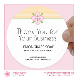 フローラストライプビジネスサンキュー ラウンドシール