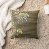 フローラストライプヴィンテージエレガントブロケードのレース クッション (ブランケット)