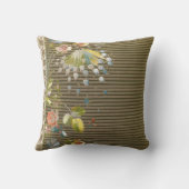 フローラストライプヴィンテージエレガントブロケードのレース クッション (裏面)