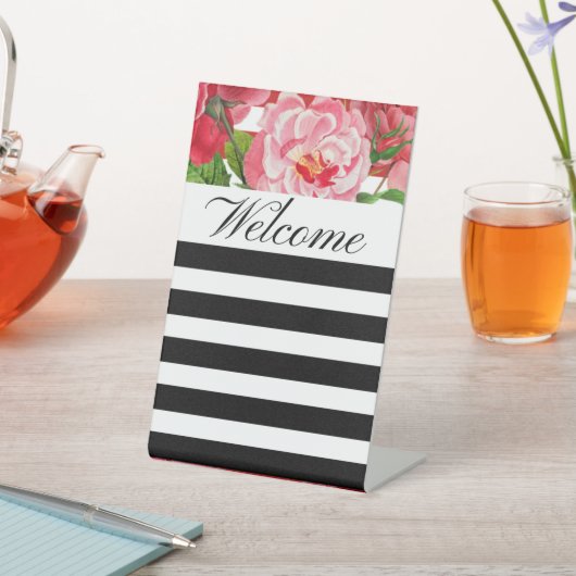 フローラストライプ歓迎ペデスタル標識 台座サイン (インサイチュ)