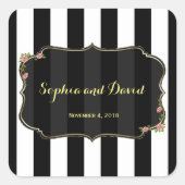 フローラストライプ白黒結婚のカスタム スクエアシール (正面)