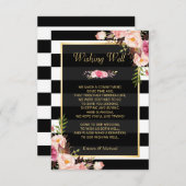 フローラストライプ白黒 |結婚さんの願い エンクロージャーカード (正面/裏面)