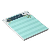 フローラストライプ色パーソナライズされた名 ノートパッド (アングル)