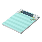 フローラストライプ色パーソナライズされた名 ノートパッド (回転)