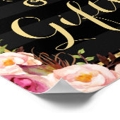 フローラストライプ金ゴールド |カードとギフト結婚のサイン ポスター (角)