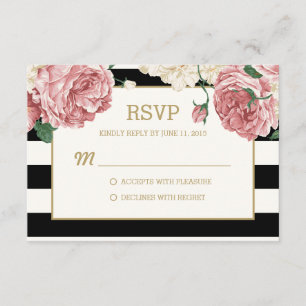 フローラストライプRSVP /結婚s応答カード 出欠カード