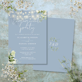 フローラストリングライツダスティブルー婚約パーティ 招待状