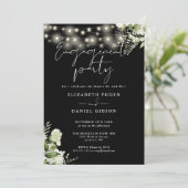 フローラストリングライト白黒婚約パーティ 招待状 (スタンド正面)