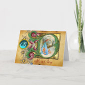 フローラストークボーイ赤ちゃんシャワーブルージェムモノグラム 招待状 (正面)