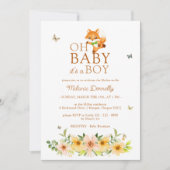 フローラストーリーブックキツネオ男の赤ちゃんシャワー 招待状 (正面)