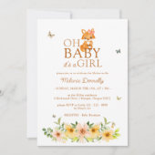 フローラストーリーブックキツネオ赤ちゃんガールシャワー 招待状 (正面)