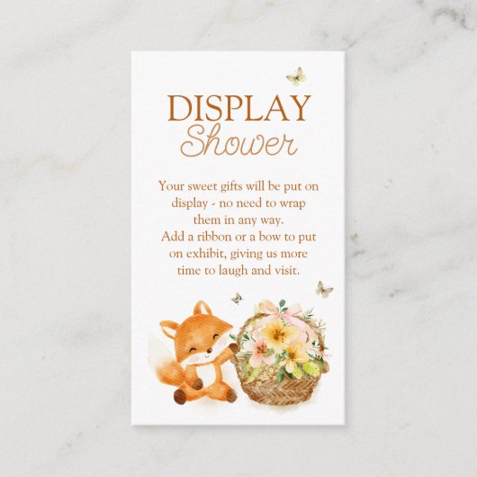 フローラストーリーブックキツネベビーシャワー表示シャワー エンクロージャーカード (正面)