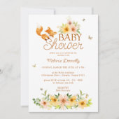 フローラストーリーブックキツネ男女兼用ベビーシャワー 招待状 (正面)