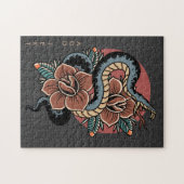 フローラスネークミスティックグランジイラストレーション密教 ジグソーパズル (横)