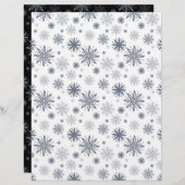 フローラスノーフレークホワイトとブラックスクラップブック紙 (正面/裏面)