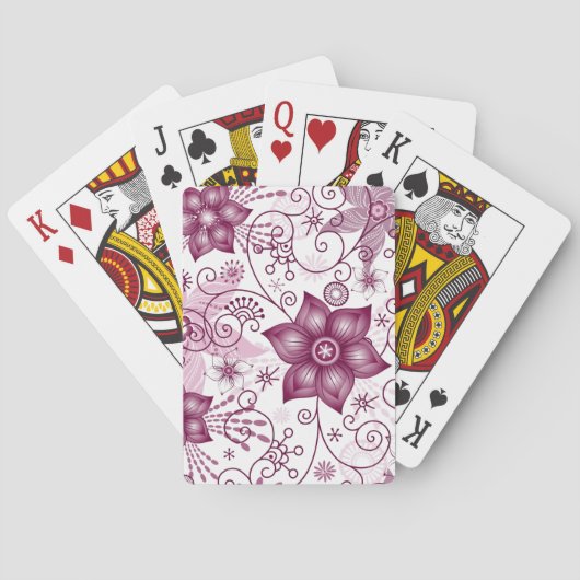 フローラスパイラルピンクとホワイトパターン トランプ (裏面)