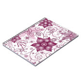 フローラスパイラルピンクとホワイトパターン ノートブック (左側)