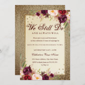 フローラスパークル金ゴールド誓の更新記念日 招待状 (正面/裏面)