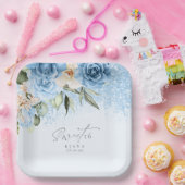 フローラスパークルSweet sixteenブルーID912 ペーパープレート (パーティー)