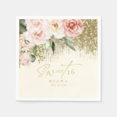 フローラスパークルSweet sixteen金ゴールドID912 スタンダードカクテルナプキン (正面)