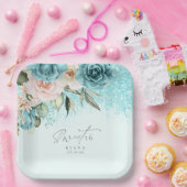 フローラスパークSweet sixteenティール（緑がかった色）ID912 ペーパープレート (パーティー)