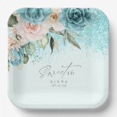 フローラスパークSweet sixteenティール（緑がかった色）ID912 ペーパープレート (正面)