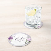 フローラスパー結婚クルのイニシャルMauve ID889 ラウンドペーパーコースター (インサイチュ)