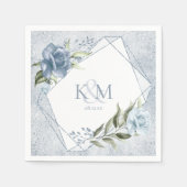 フローラスパ結婚ルクルのイニシャルダスティブルーID889 スタンダードカクテルナプキン (正面)