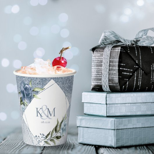 フローラスパ結婚ルクルのイニシャルダスティブルーID889 紙コップ