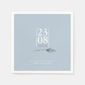 フローラスパ結婚ルクルの日付ダスティブルーID889 スタンダードカクテルナプキン (正面)