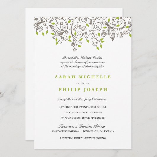 フローラスファンシーワールフォーマル結婚式招待状 招待状 (正面/裏面)