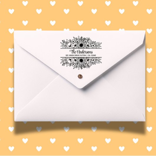 フローラスプリットモノグラムフラワーテーマ ラバースタンプ