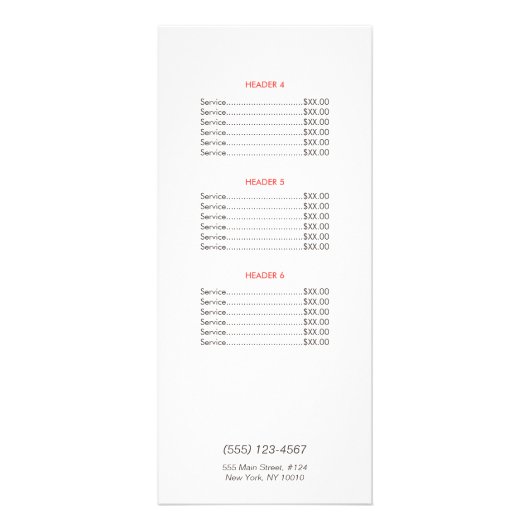 フローラスプレーボトルハウスクリーニング価格リストメニュー ラックカード (裏面)