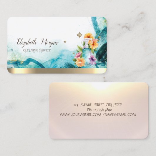 フローラスプレーボトル抽象芸術名刺 名刺 (正面/裏面)