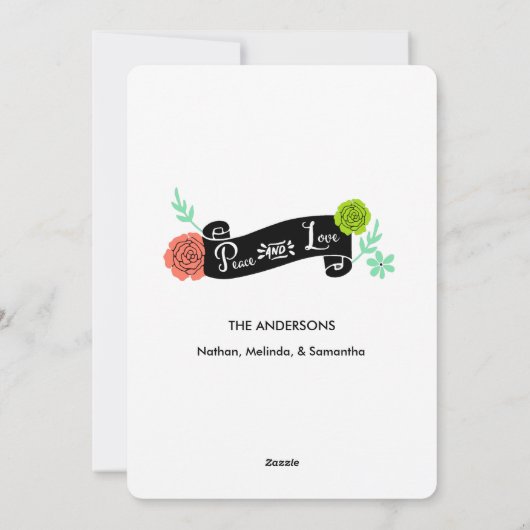 フローラスプレー平和と愛のホリデーフォトカード シーズンカード (裏面)