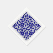 フローラスプレー、レース – ホワイト – ブルー – 紙パーティーナプキン スタンダードカクテルナプキン (角)